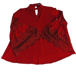 Do + Be Boho Lace Flared Sleeve Top Small